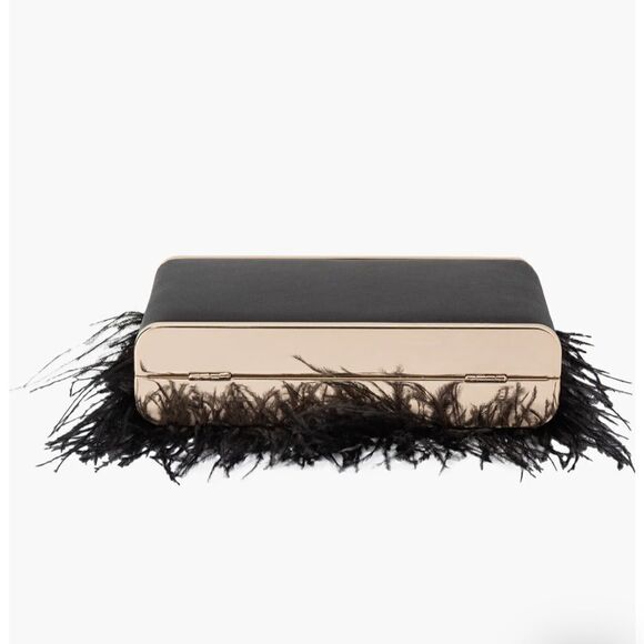NWT Olga Berg Ostrich Feather Embellished Clutch - Picture 4 of 9
